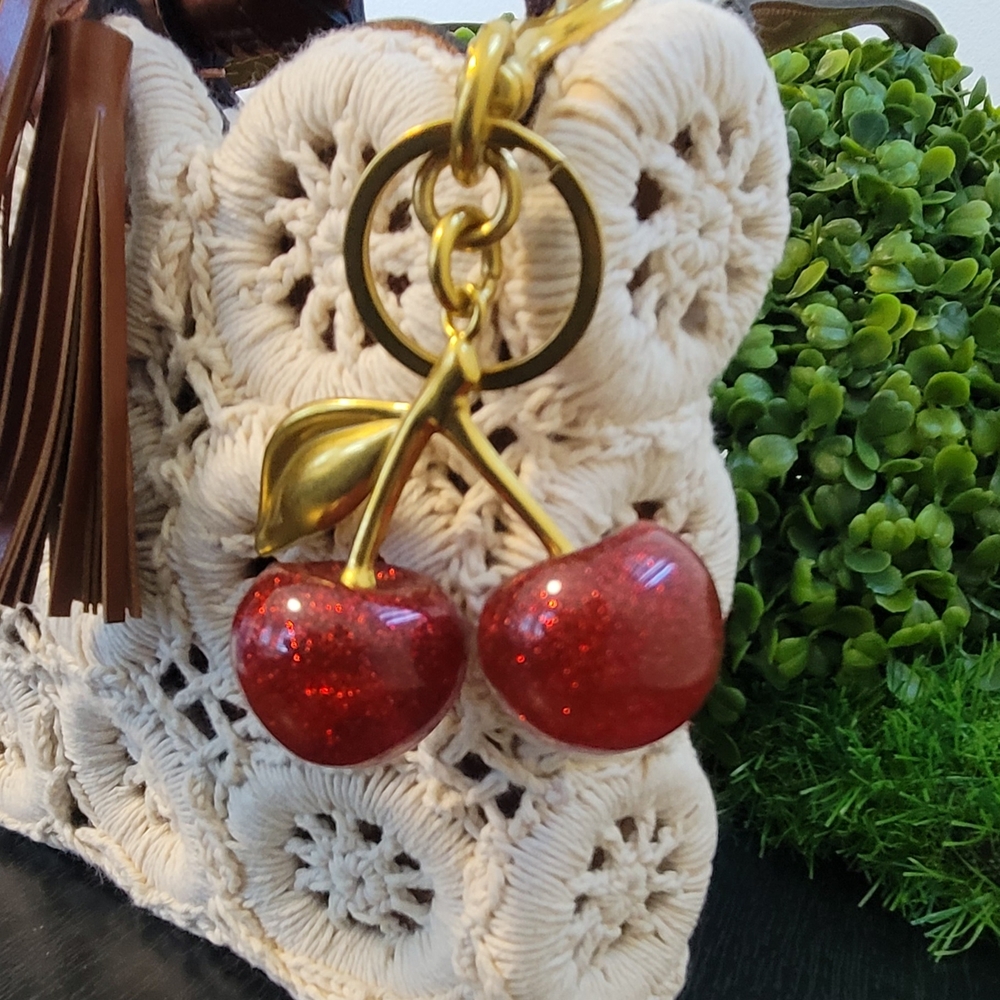 Cherry Keychain with Gold Accents - Picture 4 of 6